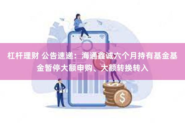 杠杆理财 公告速递：海通鑫诚六个月持有基金基金暂停大额申购、大额转换转入