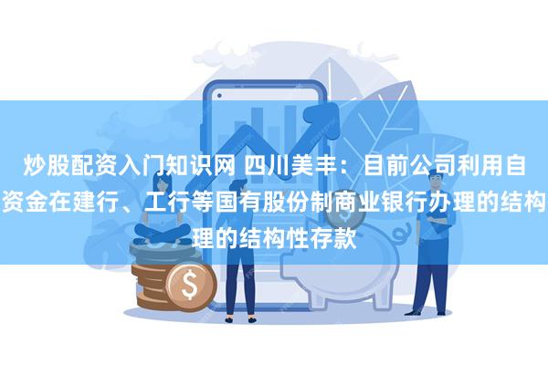 炒股配资入门知识网 四川美丰：目前公司利用自有闲置资金在建行、工行等国有股份制商业银行办理的结构性存款